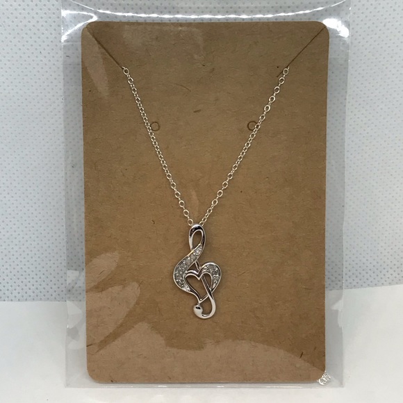 925 Diamond Music Note Necklace - Picture 3 of 10